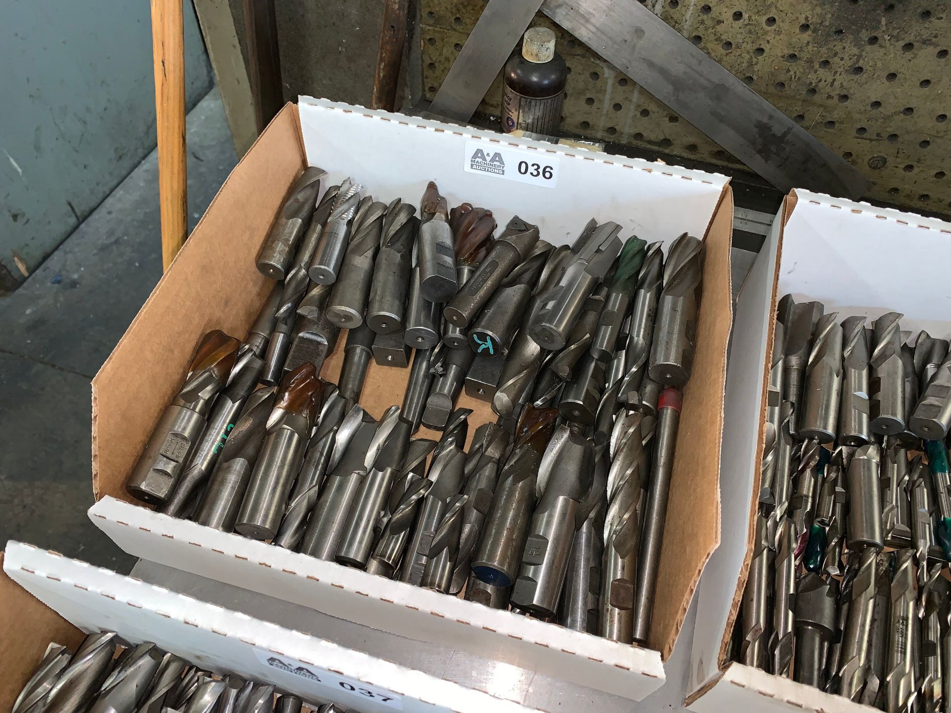 Box with Various Size Reamers, Taps and Bits (Buyer is Responsible for ALL Packaging, Palletizing,