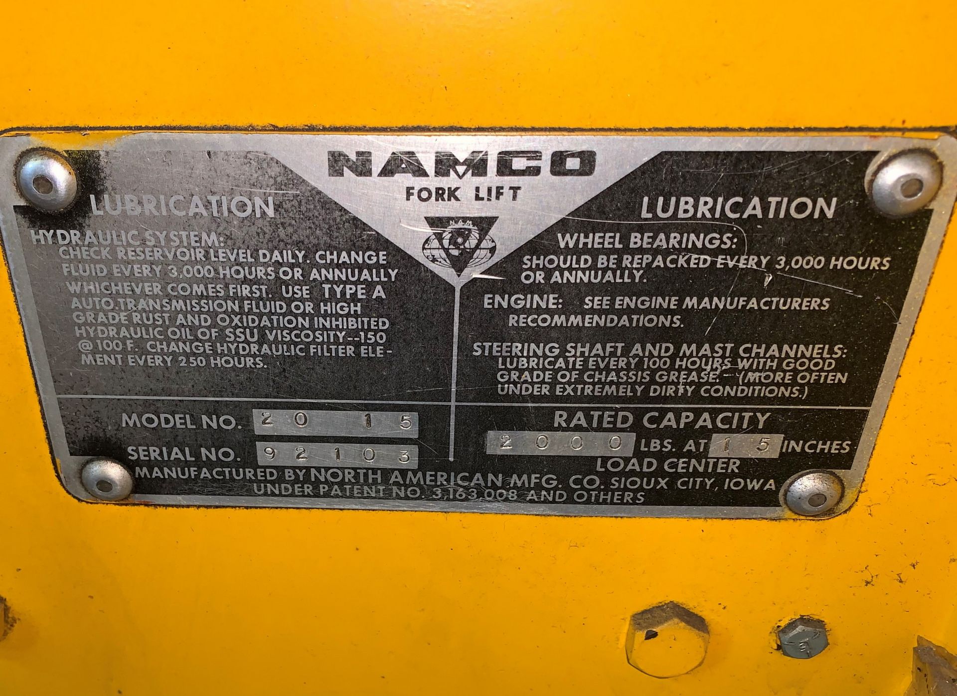 Namco Mdl. 2015 Fork Lift, 2000Lb Capacity, 15" Load Center (Located in Levittown, PA Facility) - Image 6 of 6