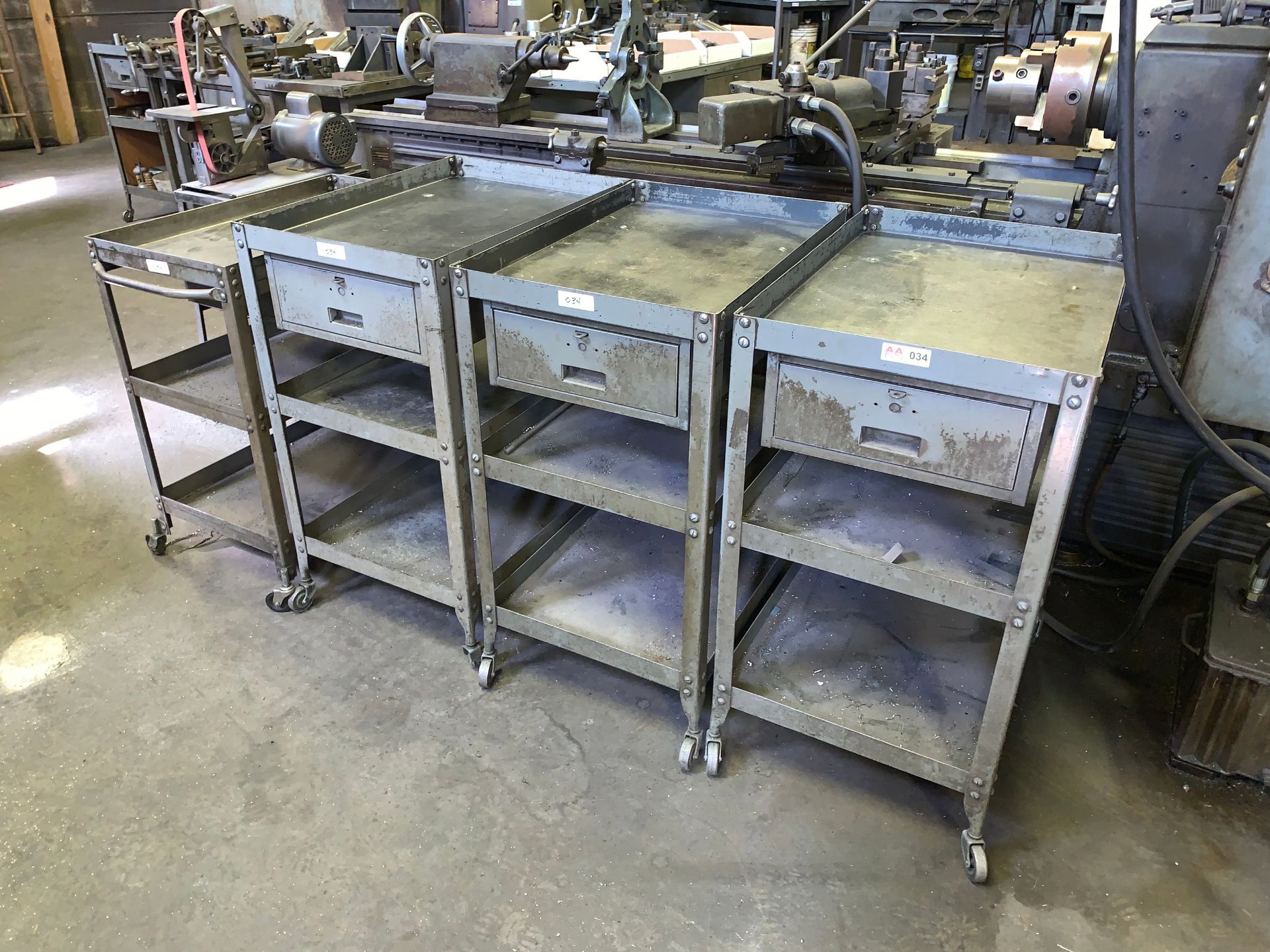 Lot with Various Carts including (3) Lyon Single Drawer 28"L x 20"W x 36"T Carts and (1) Single