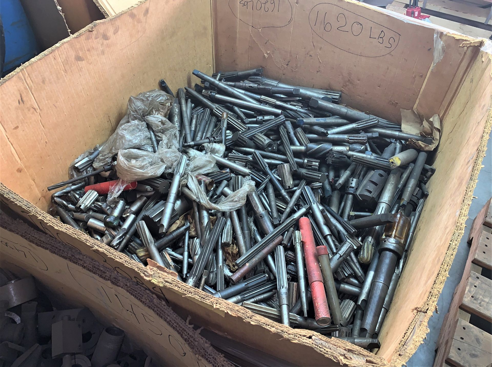 Gaylord Box of Various Size Reamers, Mill Cutters and Taps
