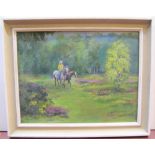 Margaret Harvey oil on board "A Parkland ride" framed 36 x 46 cm Fine and clean