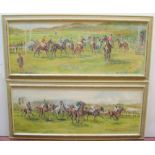 Pair of large horse-racing oil on board paintings by D H Brackenbury, both framed Both measure 36
