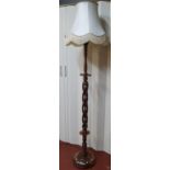Good quality vintage ornate wooden tall lamp inlaid with bone/ivory fine decoration