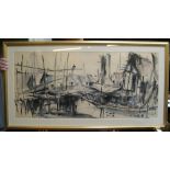 Chen Sun 1963 Pen & Ink, Chinese harbour scene, framed 40 x 88cm Fine, without any obvious problems