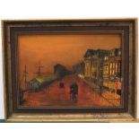 Walbaum 1981 oil on board, after Atkinson Grimshaw, framed 25 x 35cm