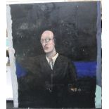 Circle of Francis Bacon, huge 1960s period double sided oil on canvas, male portraits, unframed