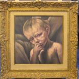 Joseph Smedley (1922-2016) oil on board "Tears before bedtime" framed 27 x 27cm