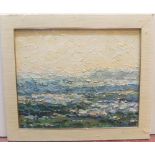Indistinctly signed, impressionist, impasto oil on board, landscape, mounted but unframed 32 x 40 cm