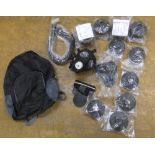 Respirator mask, tubes and strap, with a number of scott pro 2000 filters.