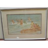 Mary Beresford-Williams (born 1921) pastels, chasing the girls, framed and glazed 31 x 50cm Fine