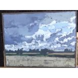 Michael Woods 1973 oil on canvas, extensive landscape, unframed Fine and clean