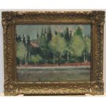 Unsigned, early/mid European school impressionist oil on board, landscape, extensively inscribed