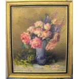 Indistinctly signed 1927 still-life oil on canvas - ex-Louvre, Paris exhibition label verso,