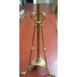 Victorian art nouveau style brass tri-pod stand, 88cm high Originally used for an oil lamp.