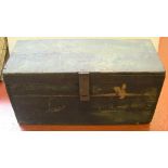 Large, early 20thC carpenters chest with metal handles 80 x 40 x 33 cm