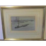 Jack Pountney (1921-1997) watercolour "On the Thames, below London bridge", signed, framed and