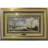 Juan Soler (born 1951) oil on board, The old fishing fleet, signed, framed 17 x 36 cm Fine, clean