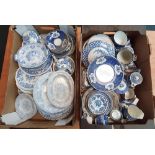 Large quantity of antique B & W transfer printed pottery (2 boxes) various companies, some unmarked