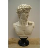Large, 20thC, classical looking bust of David 54 cm high