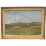 Indistinctly signed 1966 Welsh impressionist oil landscape, framed 20 x 29 cm