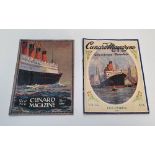 2 Cunard Magazines, Dec 1924 & Nov 1926 editions Both are in very good condition