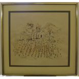 Pieter Van Der Westhuizen (South Africa 1931-2008) watercolour "Farmstead at Rawstonville", framed