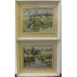 Mario Pinetti (French, born 1912) Pair of Country scene oils on board, both in matching frames