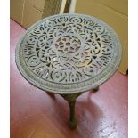 Vintage cast iron circular garden table, compete with original patina. 68 cm high by 60cm diameter