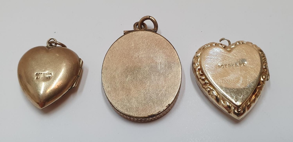 3 Lockets (2 9ct gold B&F and 1 unmarked) Gross weight 14.4 grams - Image 3 of 3