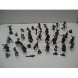Collection of old lead cowboys & indians (approx 58 pieces), all mounted pieces are detachable and