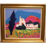 John Michael Saville (Scottish 1922-c2010) 1997 acrylic on board, "Luberon, Provence", signed,