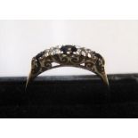 9ct yellow gold, sapphire & diamond ring Approx 1.6 grams gross, size P