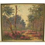 Charles Bernard c1960 oil on board, "The colourful forest", signed and framed 38 x 43 cm