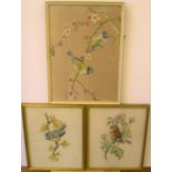 3 small framed embroidery bird pictures, all framed ave size is approx 25 x 20 cm All in fairly