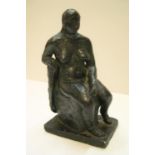 Manner of Henry Moore, period modernist ceramic pottery of stylised seated female figure 22 cm