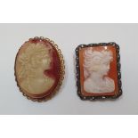 2 antique cameo brooches