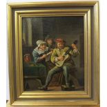 Vintage Dutch 17thC scene oil on copper, unsigned, framed 19 x 15 cm