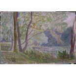 Jean-Baptiste Granger (French 1911-1974) impressionist oil on canvas "Lake scene"studio stamped