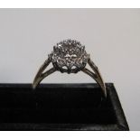 9ct yellow gold diamond cluster ring Approx 2.5 grams gross, size S