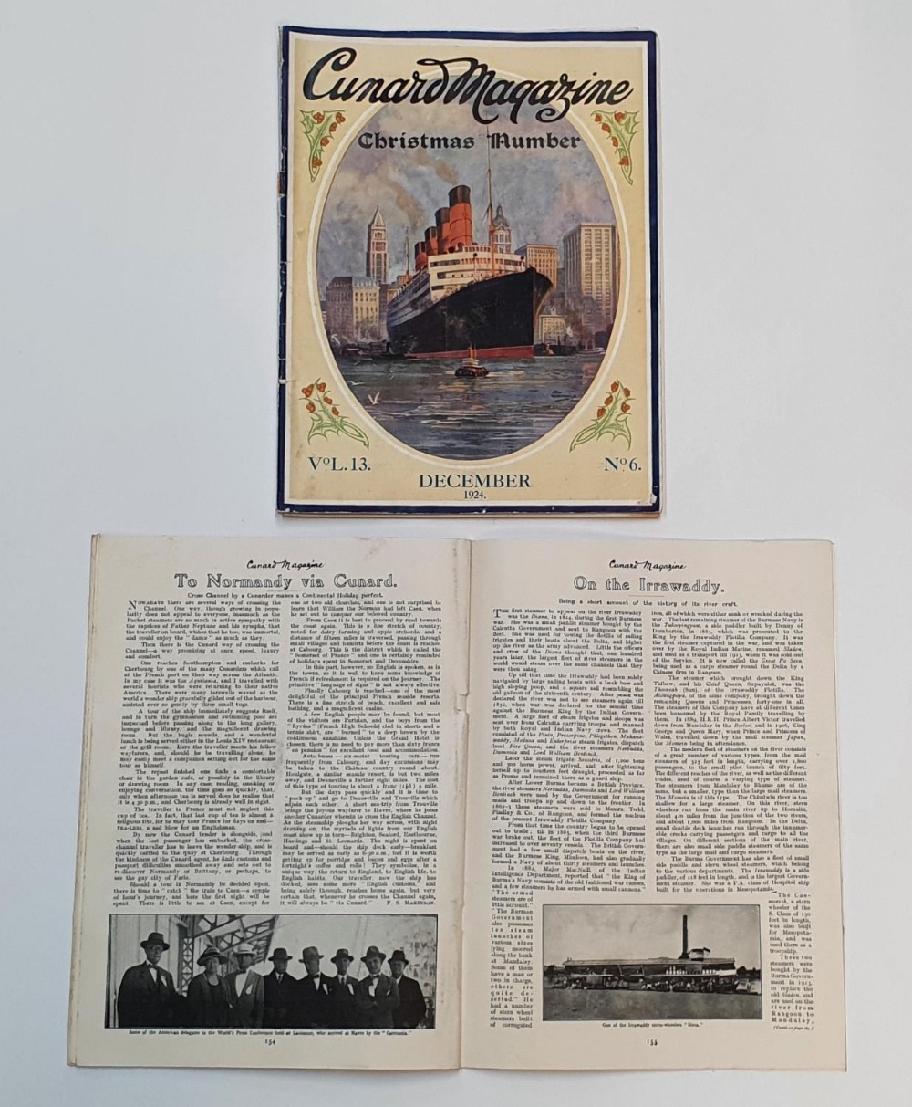 2 Cunard Magazines, Dec 1924 & Nov 1926 editions Both are in very good condition - Image 3 of 4