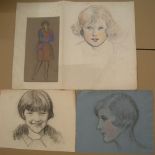 4 Harry John Pearson (1872-1933) pastel sketches of the artists niece, all unframed Various sizes