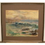 Elsie March (1884-1974) impressionist watercolour "Sea and sky study", framed 21 x 26 cm