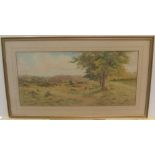 George Oyston (1861-1937) 1923 watercolour "Sheep in extensive pastures", signed and dated, framed