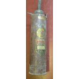 Antique riveted copper fire extinguisher complete with labels & cap from the Prowave company 74 cm