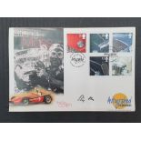 FDC of Sterling Moss signed 1996 set of motor related stamps with special cancellation