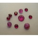 10 loose, small rubies, various cuts, largest approx 4.25mm in diameter