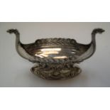 Magnus Aase (Denmark) silver Long-boat salt pot with filled base Approx 43.4 grams, 95 mm in length