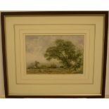 D Martin, Victorian watercolour "Haymaking scene", signed, framed 16 x 22 cm