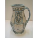 Rare Charlotte Rhead Burley Ware jug in blue, marked TL31 to base. Unusual blue colourings 23 cm