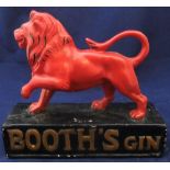 Rare antique Booths "Red Lion Gin" ceramic, painted advertising bust 27cm in length